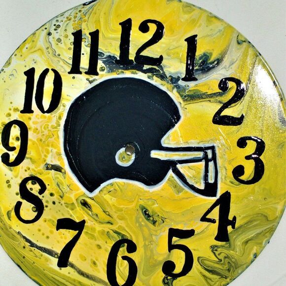 Wall Clock Analog Hand Crafted Vintage Vinyl Record Hanging Fluid Art Wall Decor - Picture 5 of 13